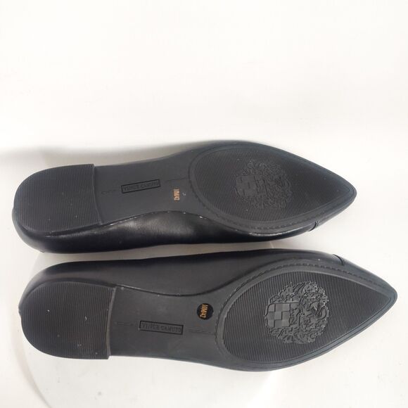 Vince Camuto Flats Size 10 Black Leather Crossover Pointy Toe Slip On Preppy - Picture 9 of 10